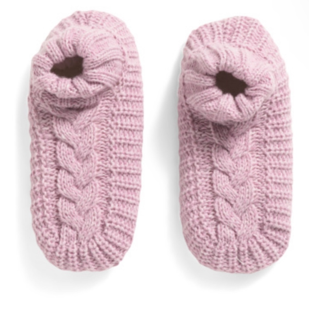 MUK LUKS Pink Sweater Cuff Bootie Slipper Socks